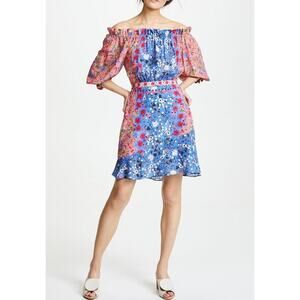 SALONI $550 Grace Foxglove Meadow Floral Off Shoulder Dress Women's SZ 6